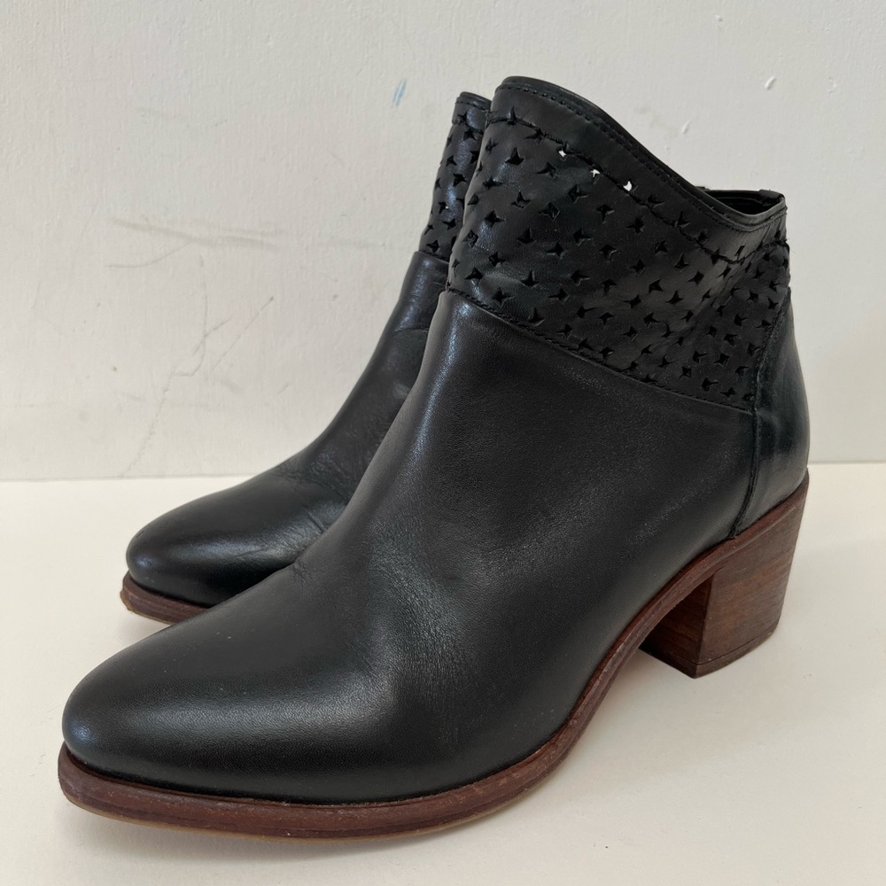 Kelsi Dagger Black Leather Ankle Boots